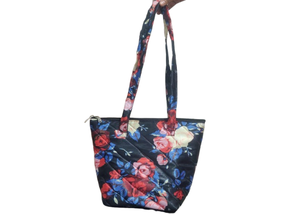 Elegant Floral Printed Zipper Tote Bag – Handmade Reusable Shopping Bag